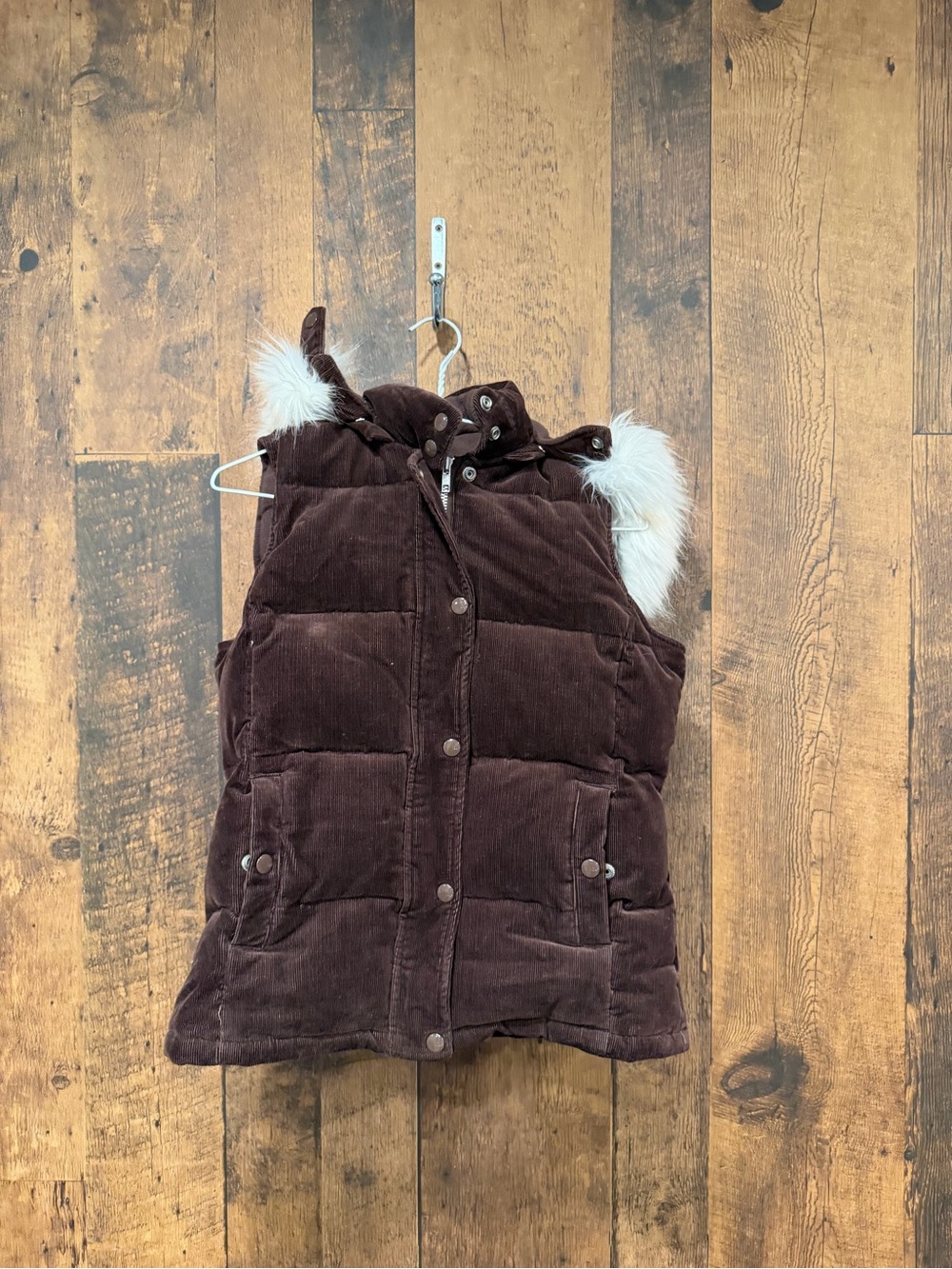 GAP women’s corduroy puffer vest brown small EUC